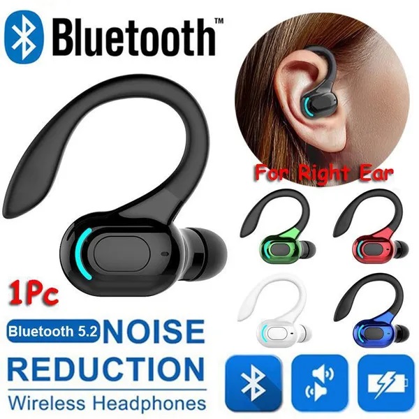 TureワイヤレスイヤホンBluetooth5.2イヤーフックヘッドセットノイズキャンセリングHD通話BluetoothヘッドフォンHifiサウンド携帯電話用Bluetoothイヤフォン